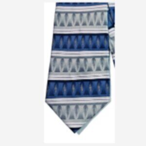 Croft & Barrow Mens Tie Classic Cut Blue, Green, Silver Geometric Diamond/Stripe